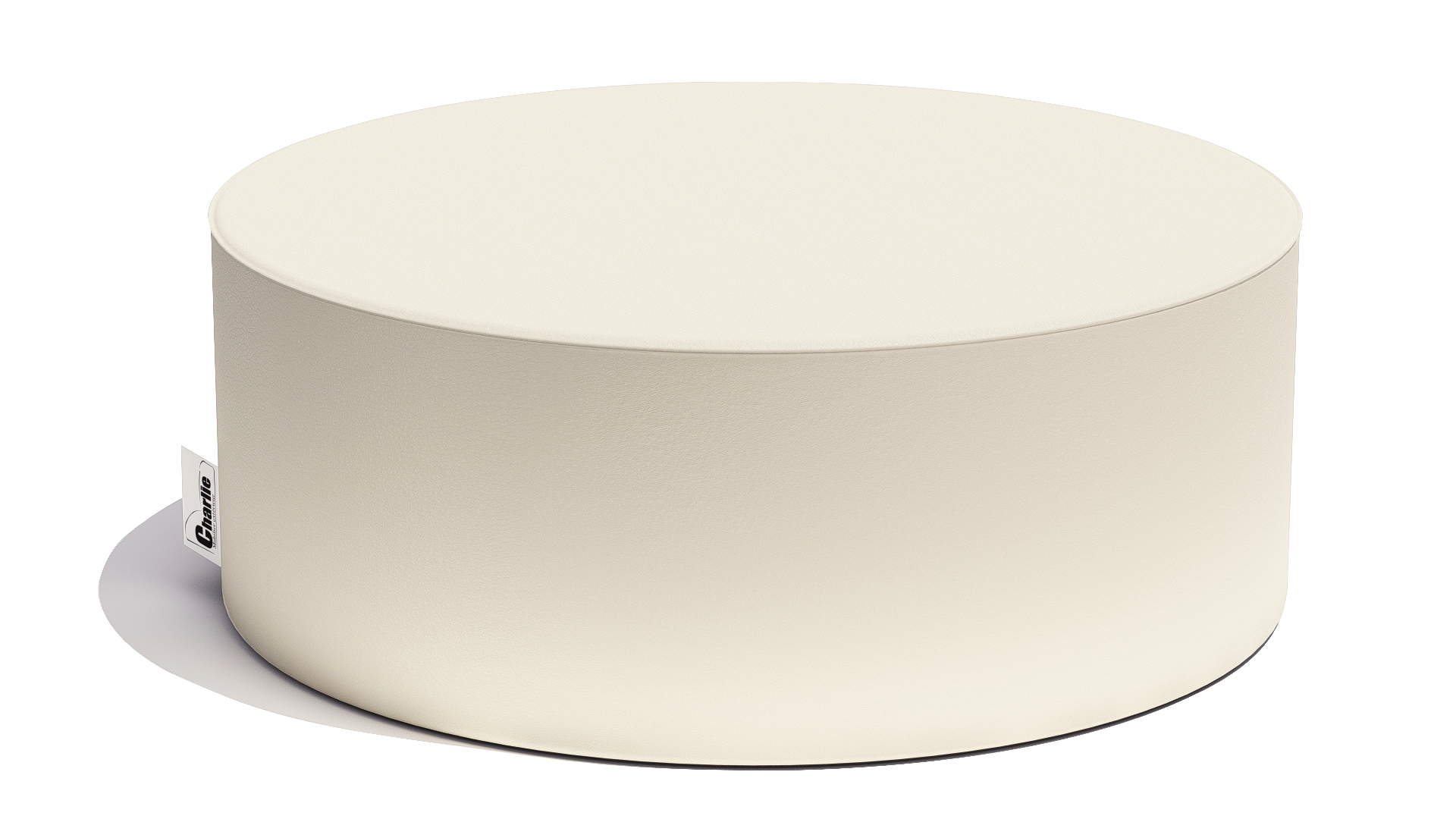 table basse Jronde en similicuir ignifugé beige
