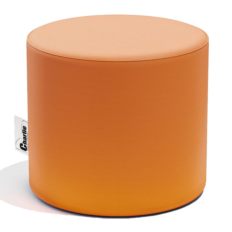 pouf ignifugé M2 pour l'intérieur et l'extérieur en simili cuir orange