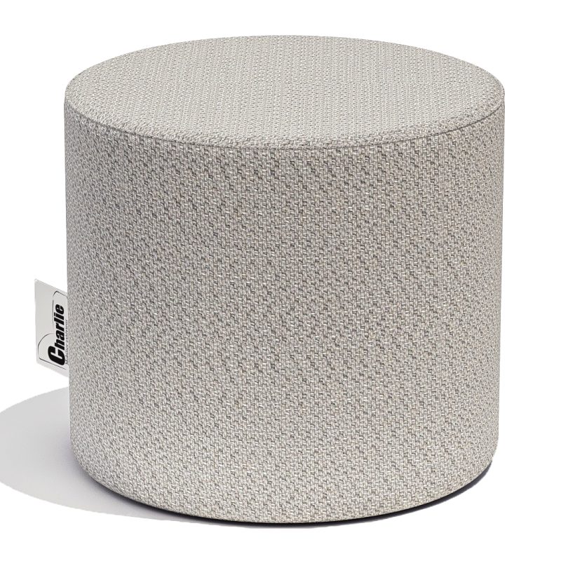 Pouf pour l'intérieur et l'extérieur, fabriqué en France en tissu Sunbrella® gris
